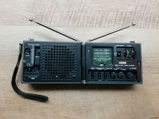 Rare Vintage Sony Icf - 7800w Psb/fm/am Portable 3 Band Folding Radio