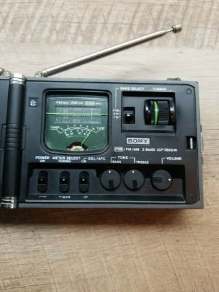 RARE Vintage Sony ICF - 7800W PSB/FM/AM Portable 3 Band Folding Radio 2