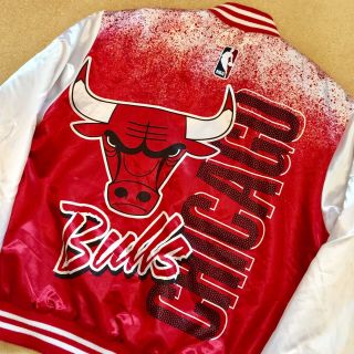 Rare Mitchell & Ness Nba Chicago Bulls Bomber Jacket Michael Jordan Vintage Styl