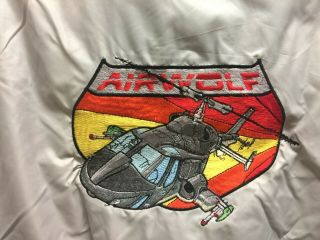 Vintage Airwolf Tv Show Crew Gray Nylon Jacket Size L Mono Peter