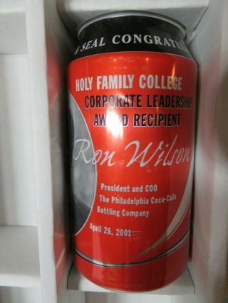 2001 coca COLA can RON wilson AWARD can RARE unsealed COKE can PHILADELPHIA coo 2