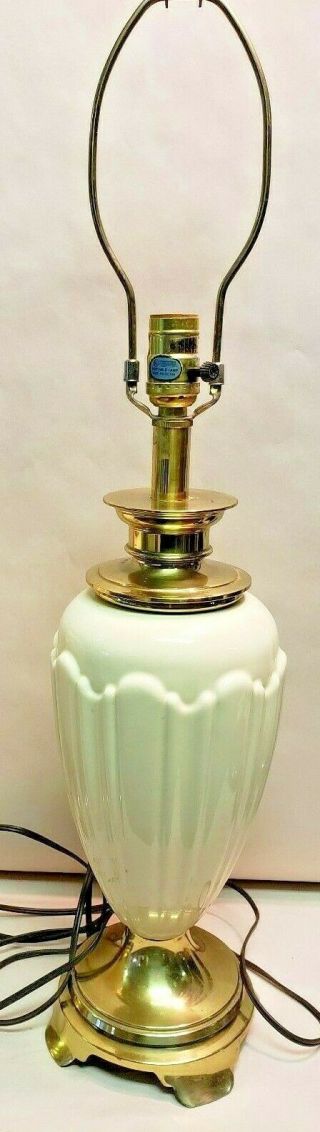 Vintage Stiffel Brass & Cream Ceramic Table Lamp Hollywood Regency.  1 Left