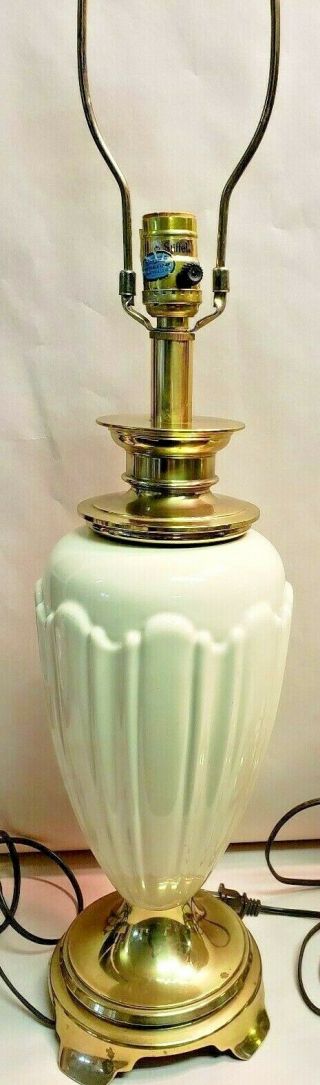 Vintage Stiffel Brass & Cream Ceramic Table Lamp Hollywood Regency.  1 left 3