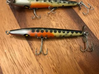 Vintage Smithwick Devils Horse Lures,  qty 3 (1 yellow and black,  2 spotted ape) 7