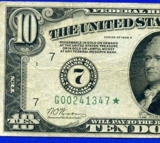 =rare 1928 - A $10 Frn ( (star))  Chicago G00241347