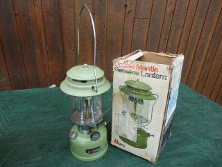 Vintage Coleman Afc Lantern Green Model 1022 Has Glass Globe With Cardboard Box