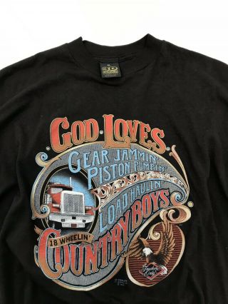 Vtg 1988 Harley Davidson God Loves Country Boys Tshirt 3d Emblem Sz.  Xl