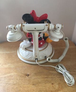 Telemania Disney ' s Minnie Mouse Desk Telephone Push Button VINTAGE 6