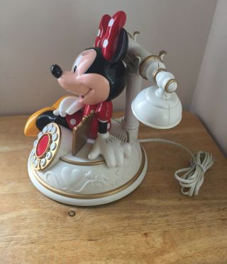 Telemania Disney ' s Minnie Mouse Desk Telephone Push Button VINTAGE 7