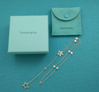 Tiffany & Co.  Star Lariat Necklace,  Sterling Silver 925,  Rare 11