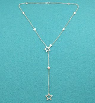 Tiffany & Co.  Star Lariat Necklace,  Sterling Silver 925,  Rare 3