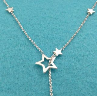 Tiffany & Co.  Star Lariat Necklace,  Sterling Silver 925,  Rare 8