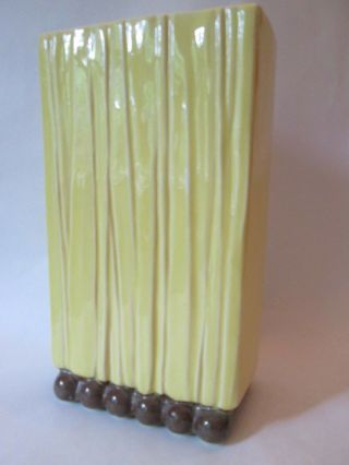 Upright Flower Vase Vintage Mccoy Art Pottery Bead Pattern Gloss Yellow Glaze Ex