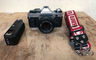Vintage Canon Ae - 1 Program 35mm Slr Film Camera W/ 50mm F1.  8 Lens - Power Winder