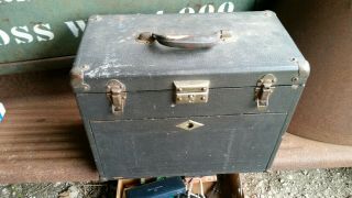 Vintage Gerstner Machinist Tool Box Chest Leatherette Over Wooden