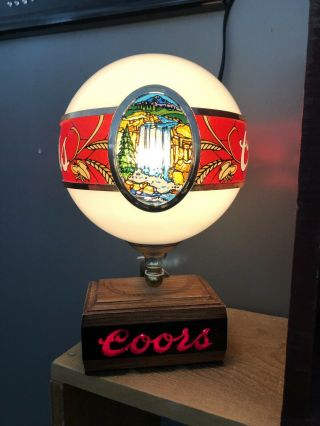 Vintage Coors White Red On Tap Scrolling Bar Counter Top Globe Light