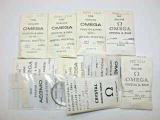 Ten (10) Omega Men’s Vintage Factory Wristwatch Round Crystals.  151r