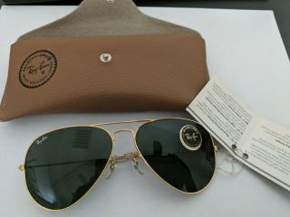 Vintage Sunglasses Ray Ban Aviator Gold Nwt Rare,  Card B & L