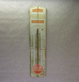 Vintage Prestone Eveready Anti - Freeze Metal Thermometer Advertising 36 " X 8 "