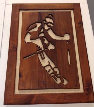 Vintage Ken Daddario Skiing Skier Wood Carving Wall Art Signed Numbered Dated