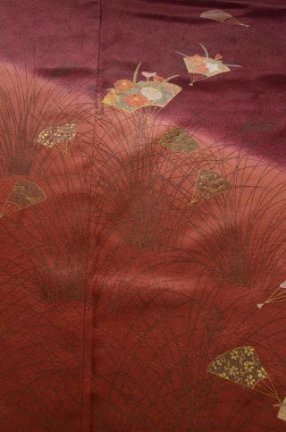 Kimono Tsukesage Silk Women Flower Fan Vintage Japanese Geisha Costume /152 3