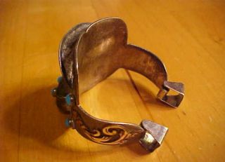 Vtg Rick Werito Navajo Sterling Silver & Gold Fill Saddle Bracelet W/stirrups