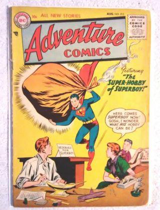 Rare Old Vintage Comic Book Dc Golden Age Adventure Comics 215 1955 10 Cent 5.  0