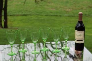 Vintage Green VASELINE URANIUM Glass Wine Glasses,  Set of 4 4