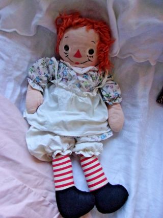 18 " Gorgene Raggedy Ann Doll Toy Cloth Metal Eyes Anne Annie Antique Vintage