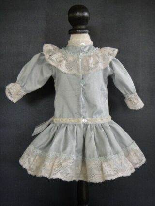 Light Blue French silk Doll Dress for 12 - 14 
