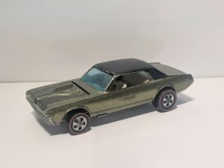 Vintage Hot Wheels Redline 1968 Custom Cougar Olive W/ Black Roof