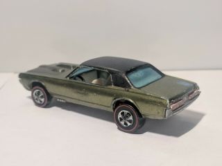 Vintage Hot Wheels Redline 1968 Custom Cougar Olive w/ Black Roof 4