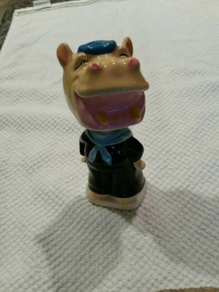 Vintage Hippopotamus Nodder Bobble Head Figurine Japan 5.  75 "