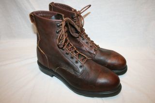 Red Wing Brown Leather Steel Toe Lace Ankle 9 " Work Boots Size 12 Usa D