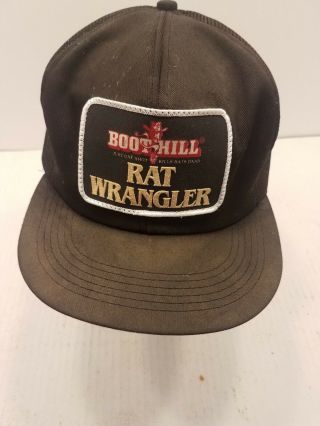 Vintage Mesh Snapback Trucker Patch Hat Boot Hill Rat Wrangle,  K Brand Rare