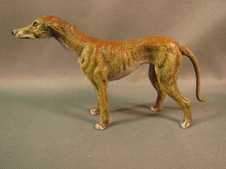 Large Vintage Metal Heyde Figure Of A Whippet Or Italian Greyhound Dog,  Tan