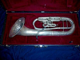 Vintage King Eastlake Ohio Silver Plated Baritone Horn And Case