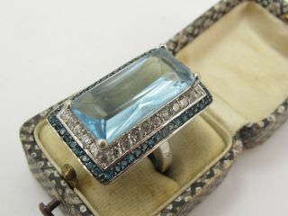 Vintage Sterling Silver 925 & Large Blue Topaz Ring