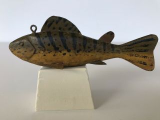 Vintage Isaac Goulette - like Perch,  Ice Spearing,  Fish Decoy,  Michigan,  1940 ' s 3
