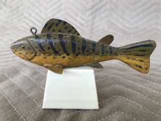 Vintage Isaac Goulette - like Perch,  Ice Spearing,  Fish Decoy,  Michigan,  1940 ' s 7