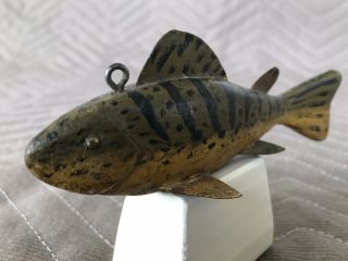 Vintage Isaac Goulette - like Perch,  Ice Spearing,  Fish Decoy,  Michigan,  1940 ' s 8