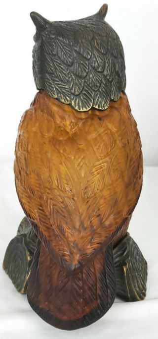 Tin Chi OWL Solid Brass Red Ruby eye Table Lamp Night Light Andrea Sadek Vtg1996 5