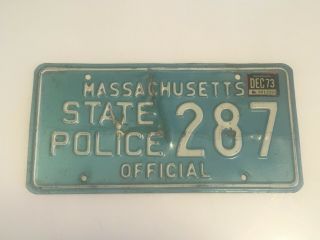 Vintage Massachusetts State Police Highway Patrol Trooper License Plate