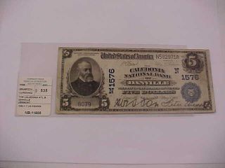1902 $5 Large National Currency Banknote Charter 1576 Rare Danville,  Vermont