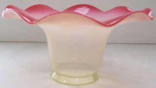 One (1) Vintage Cranberry Vaseline Glass Tulip Lamp Shade