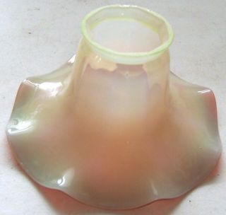 One (1) Vintage Cranberry Vaseline Glass Tulip Lamp Shade 2