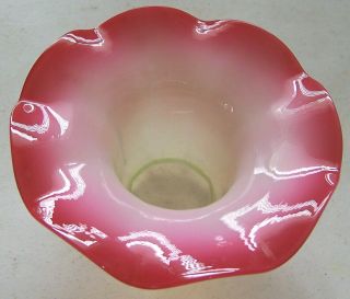 One (1) Vintage Cranberry Vaseline Glass Tulip Lamp Shade 3