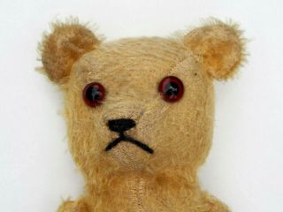 Antique Golden Mohair Straw Filled Jointed Teddy Bear With Growler