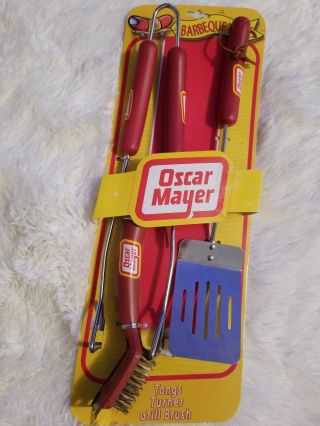 Vintage Oscar Mayer Barbeque Tools Set Turner,  Tongs & Grill Brush