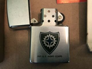 Vtg Nos Box Never Fired Zippo Lighter 1960’s XVI U.  S.  Army Corps Vietnam 6